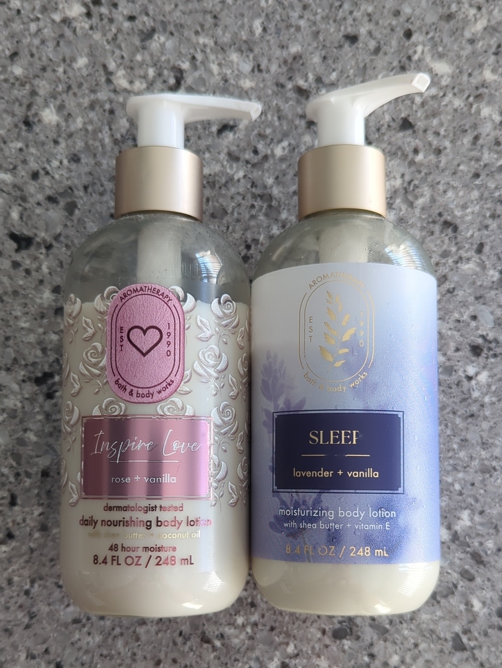 Bath & Body Works Aromatherapy Lotion Bundle - Rose + Vanilla & Lavender Vanilla